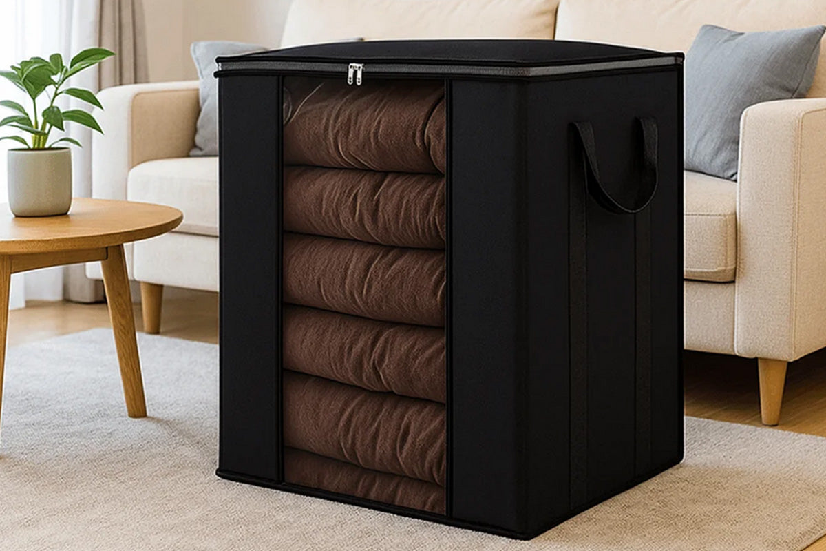 120L Foldable Blanket Moving Storage Bag - Black