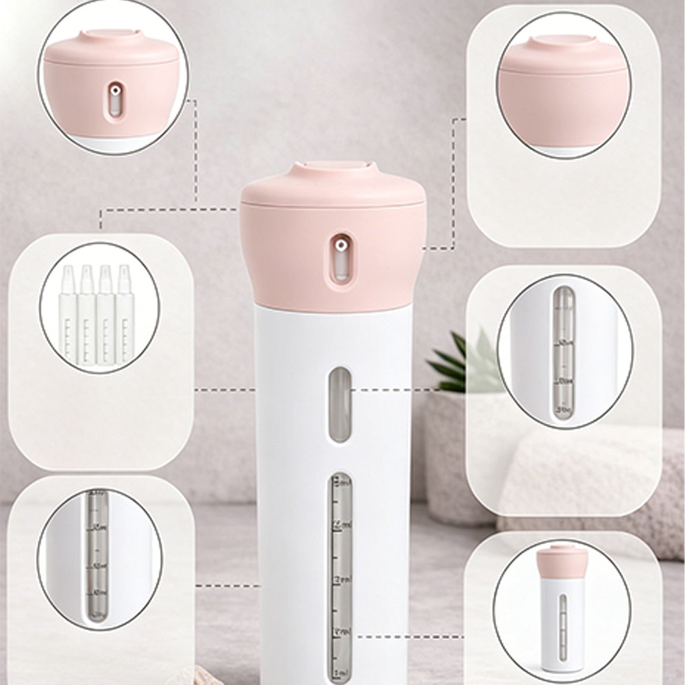 4-In-1 Travel Dispenser Bottle Set for Shampoo Lotion-Pink