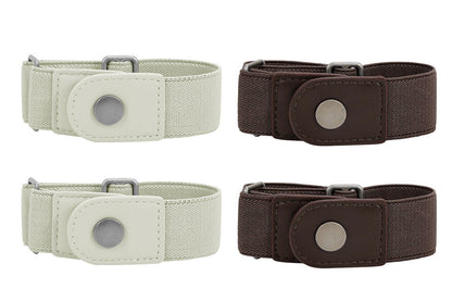 2 Piece Elastic Side Buckle Belt - Coffee