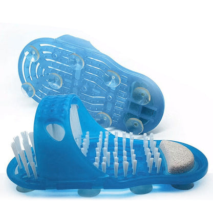 Pair of Exfoliating Shower Slippers Foot Cleaning Scrubber Bathroom Massager Sandals White