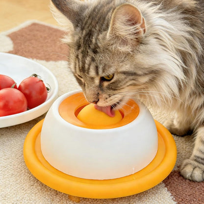 Cat Licking Bowl Slow Feeder Bowls for Yogurt Liquid Treat-Yellow