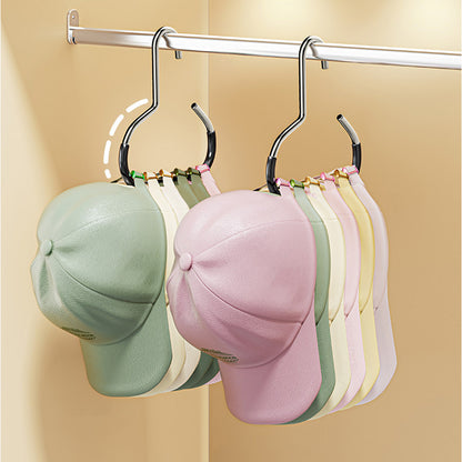 8 Piece Iron Ring Hat Storage Hooks for Closet Cap Scarf and Bag Hangers - Black