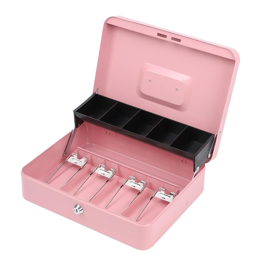 Locking Cash Box with Lock Money Box with Cash Tray