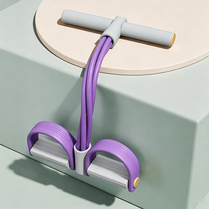 8-Tube Ab Exercise Equipment with Pedal and Resistance Band-Purple