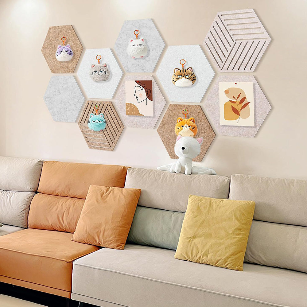 90Pcs Set Hexagon Felt Bulletin Board Wall Panels