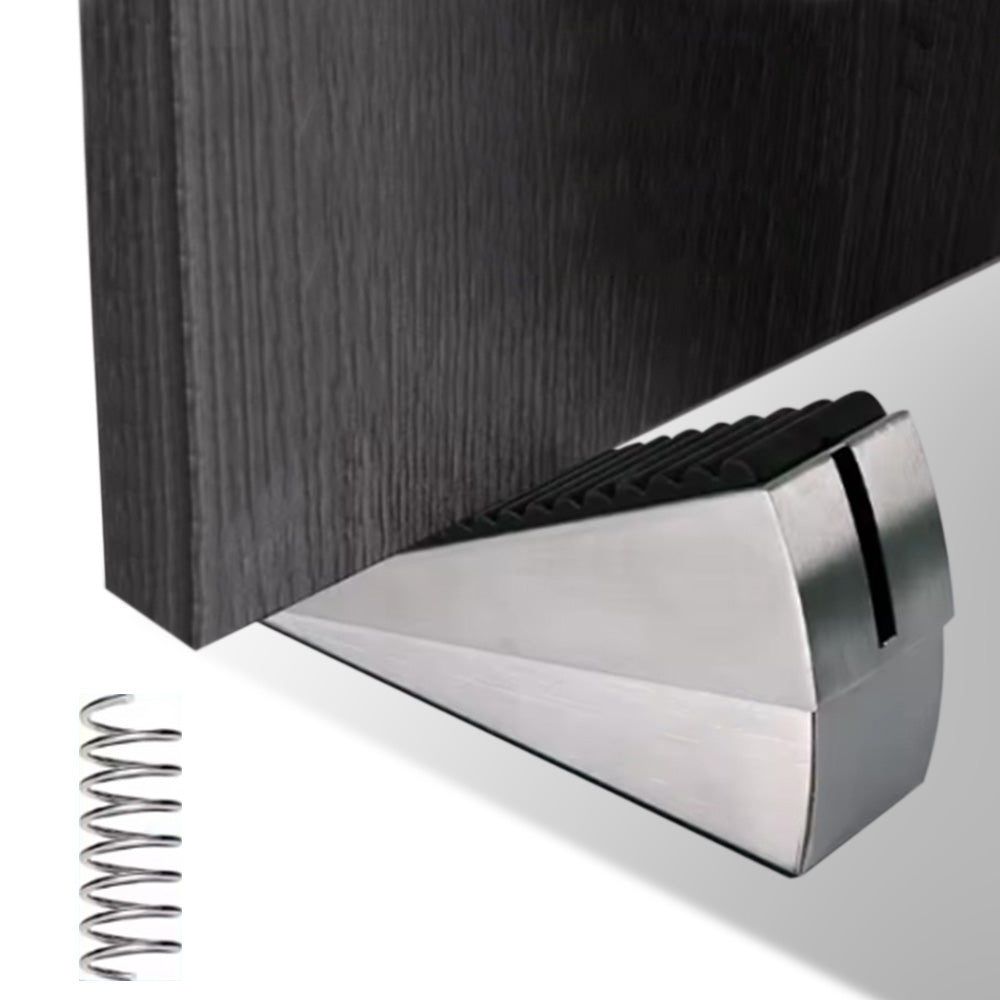 Adjustable Spring Door Stopper Tall Door Stop Wedge for Bottom of Doors Silver