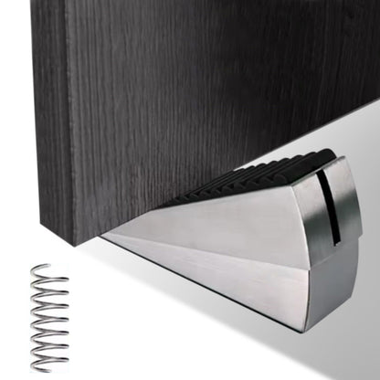 Adjustable Spring Door Stopper Tall Door Stop Wedge for Bottom of Doors Silver