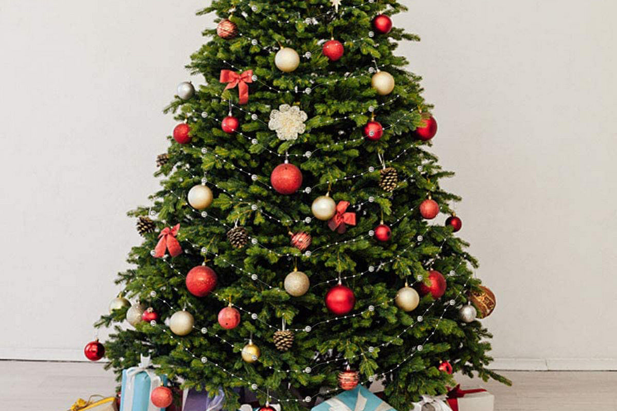 2Pcs DIY Decor Christmas Tree Artificial Pearls Chain Plastic Bead Roll String-Rose Gold