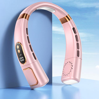 Neck Air Conditioner Wearable Personal Fan with Cooling Plate and Adjustable Airflow Pink