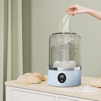 Portable Mini Washing Machine Rechargeable Small Clothes Washer for Travel Use-Blue