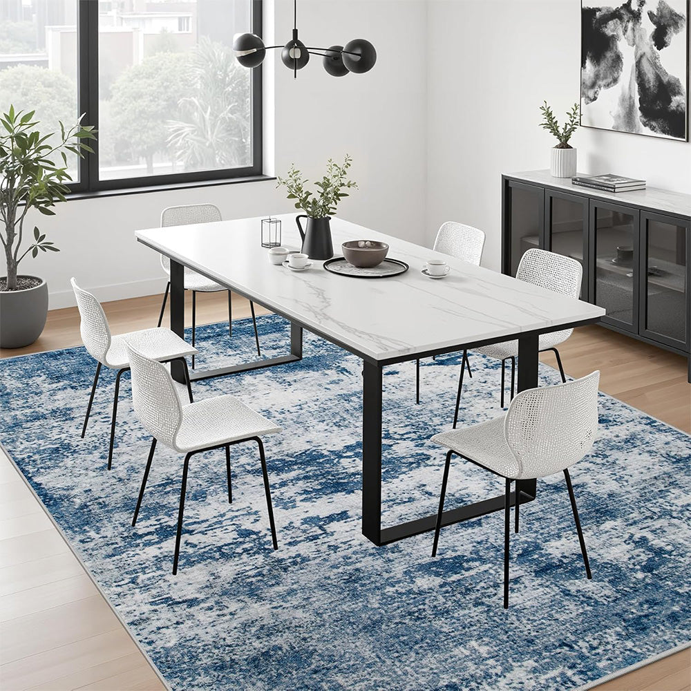 Nordic Crystal Velvet Rug Soft Non Slip for Bedroom Living Room Bedside Floor-Blue