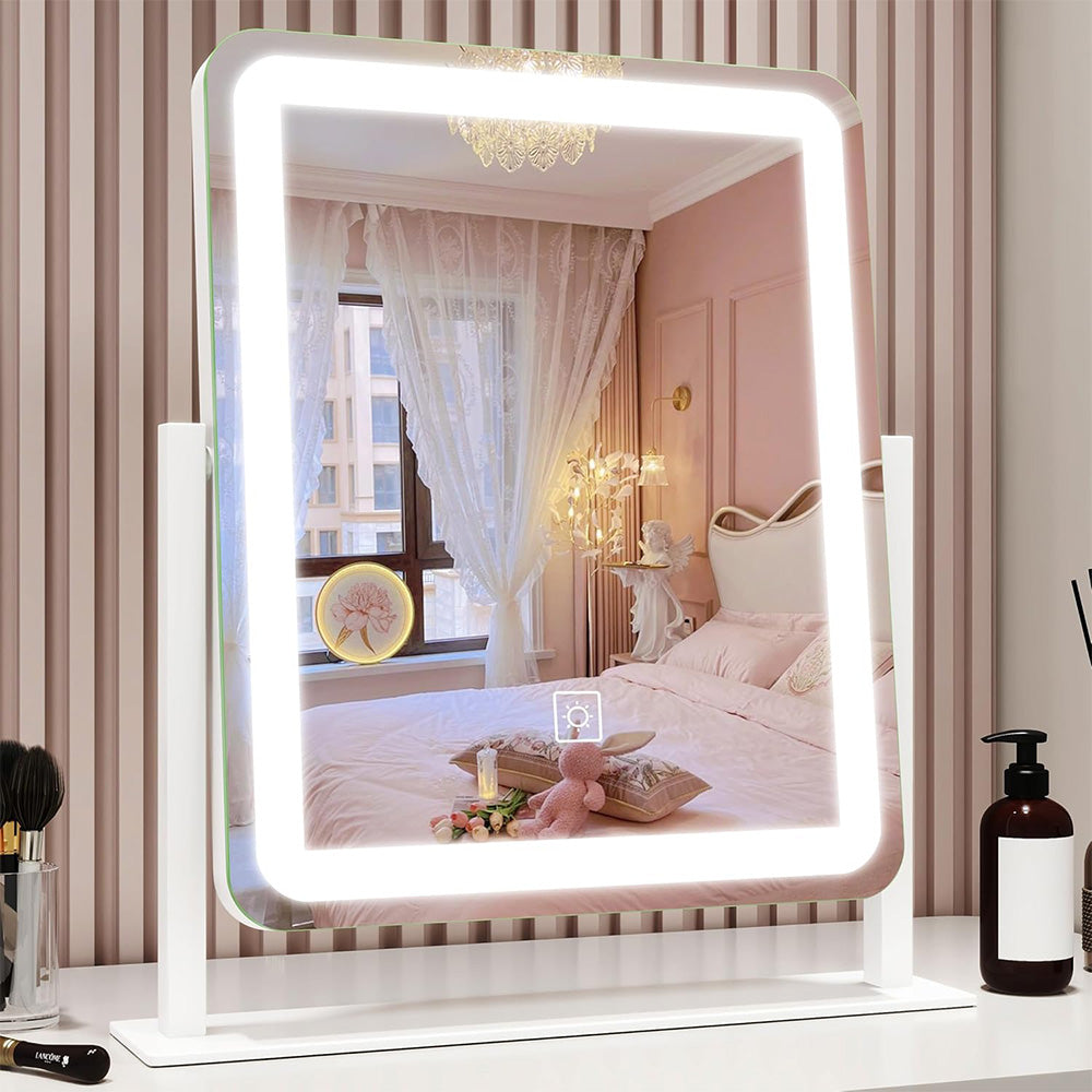 Vanity Mirror LED Lighted Makeup Mirror with 3-Color Lighting and Dimmable-White