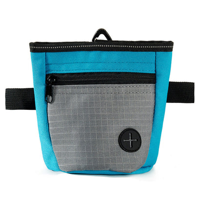 Hands-Free Dog Treat Pouch with Auto-Snap Closure Pet Snack Bag for Training Walking Blue
