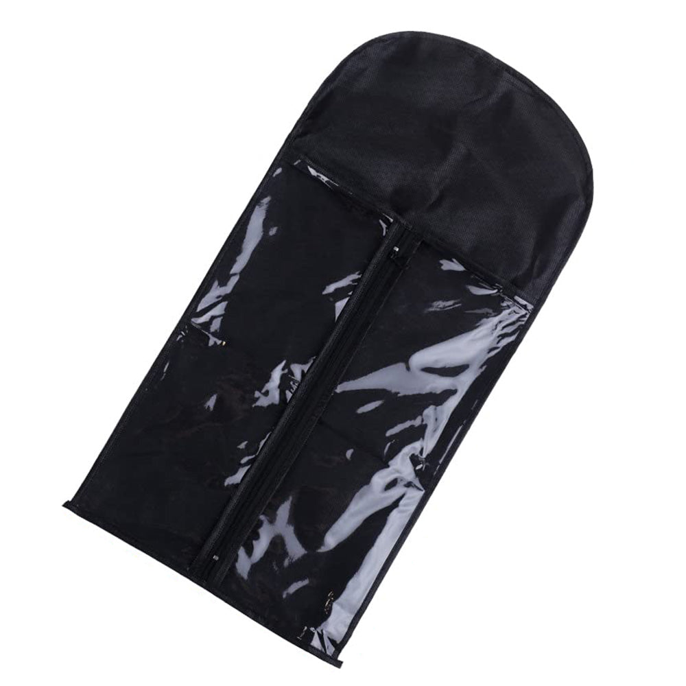 3Pcs Hair Extension Storage Bags with Hangers Dustproof Non-Woven Fake Hair Organizer Black