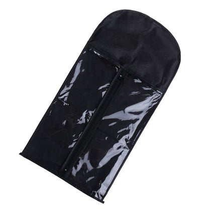 3Pcs Hair Extension Storage Bags with Hangers Dustproof Non-Woven Fake Hair Organizer Black