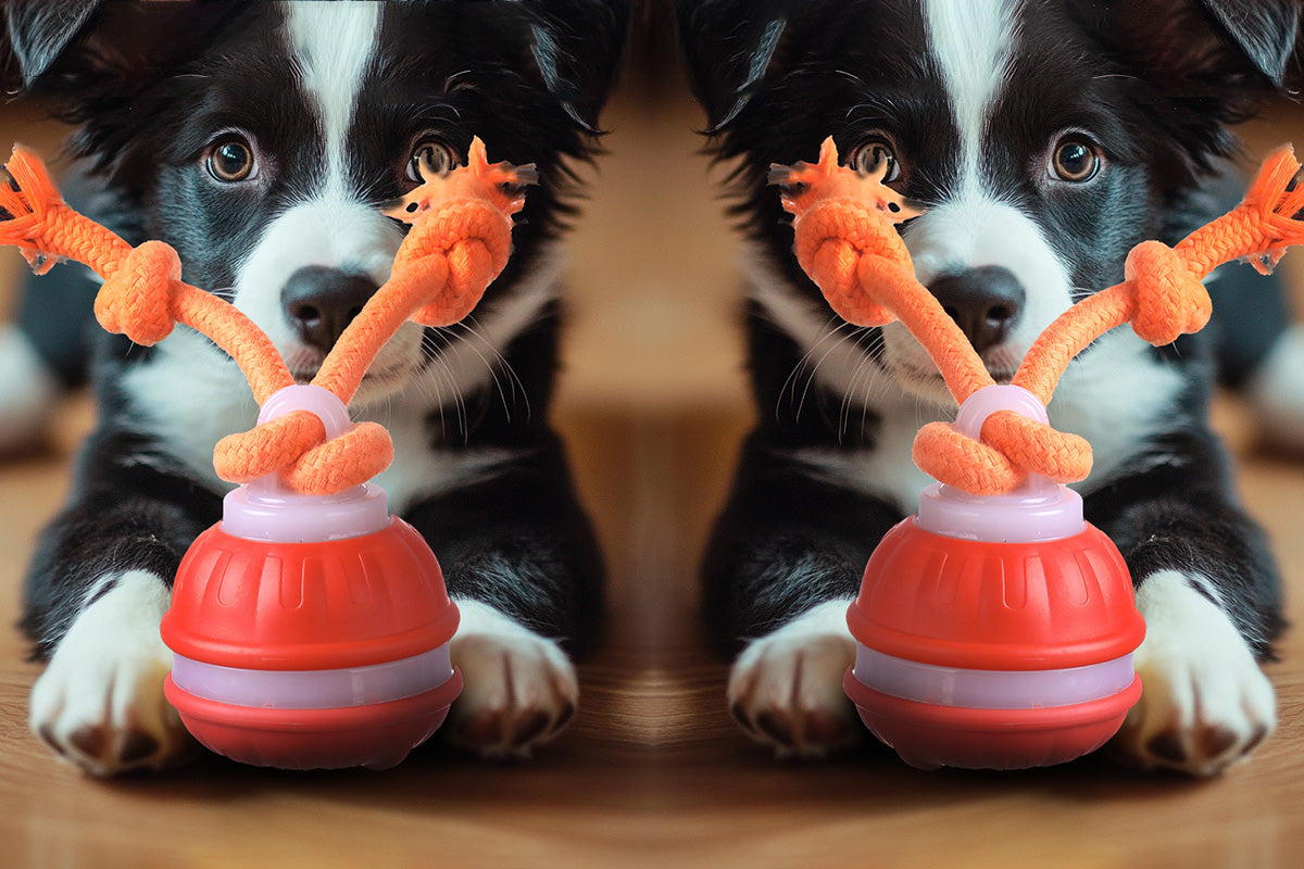 USB Rechargeable Motion Activated Rolling Dog Ball Toy Orange