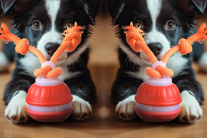 USB Rechargeable Motion Activated Rolling Dog Ball Toy Orange