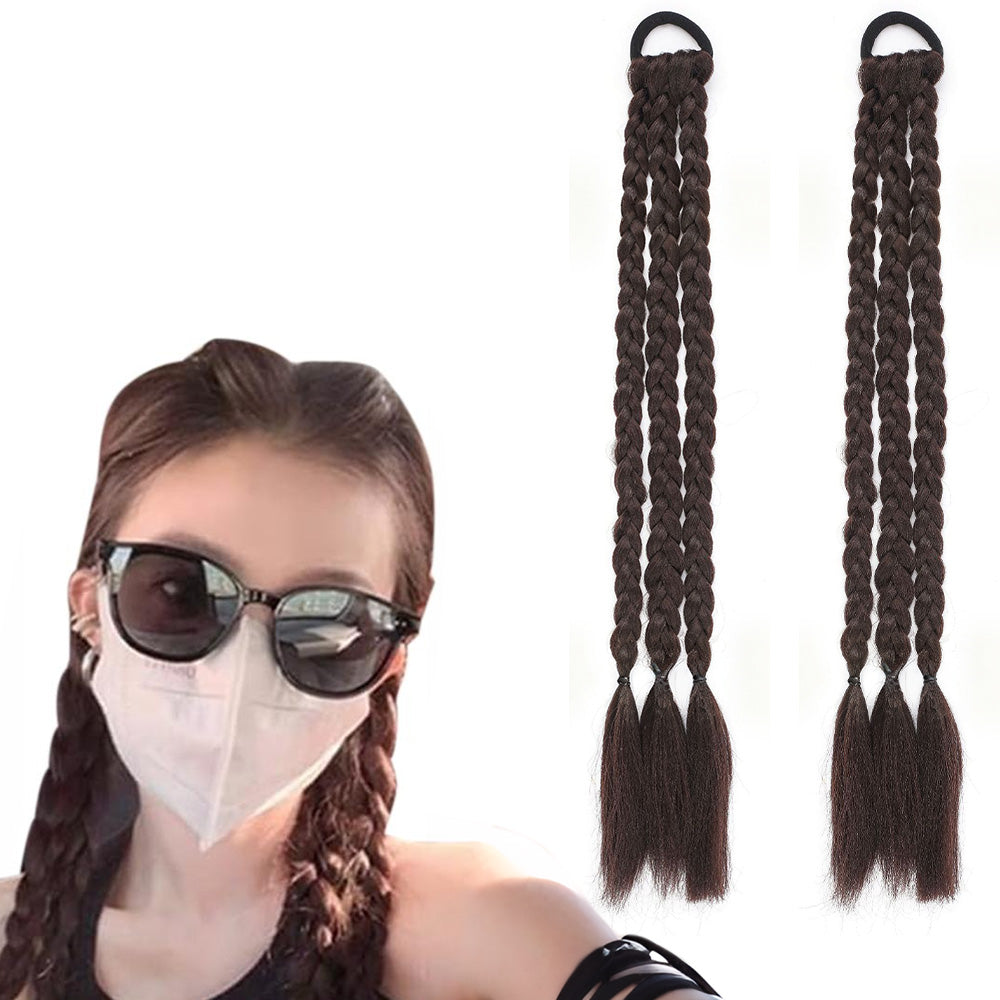 2PCS 45cm Three-Strand Braiding Hair for Wigs and Hair Extensions DIY Styling Black