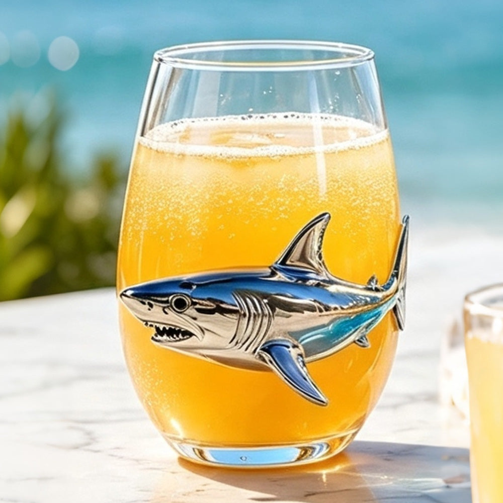 Handcrafted Marine Animal Glass Cup for Bar Home-Shark