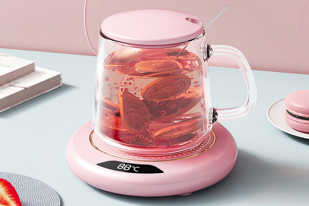USB Electric Coffee Mug Warmer with 3 Temp Settings Pink