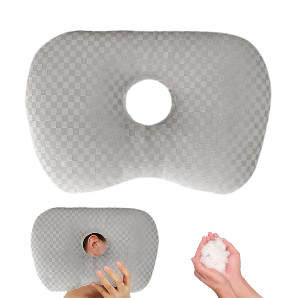 Ear Piercing Pillow with Hole Soft Ear Pillow for Side Sleepers Gray
