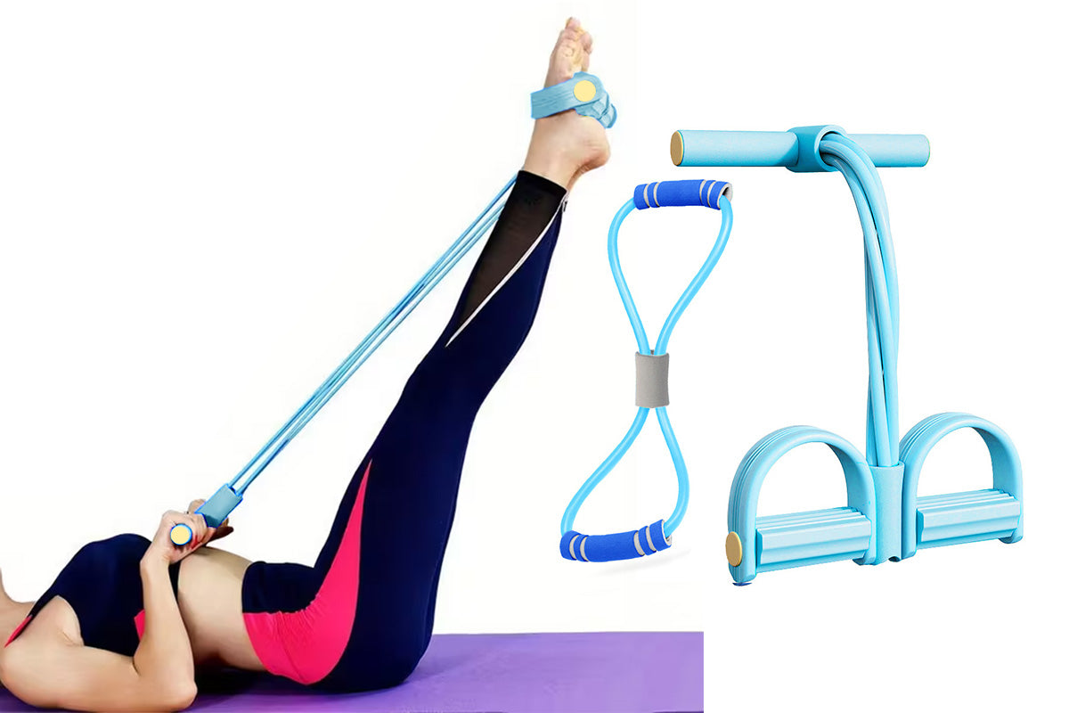 6 Tube Pedal Ankle Puller Fitness Resistance Band - Blue