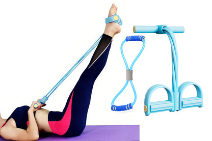 6 Tube Pedal Ankle Puller Fitness Resistance Band - Blue