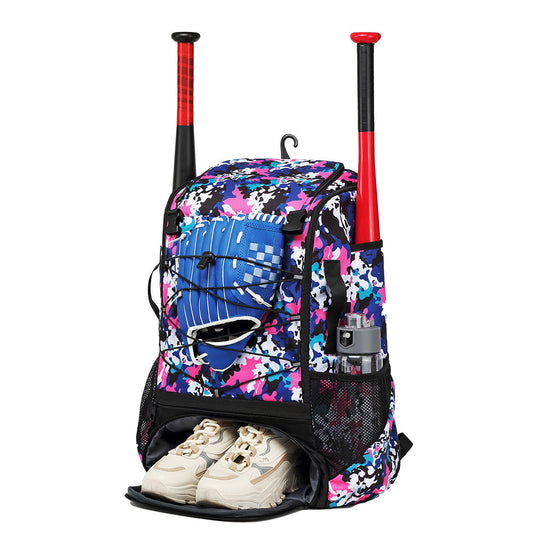 Large Capacity Baseball Bag Softball Bat Bag with Shoe Compartment Multi-Color