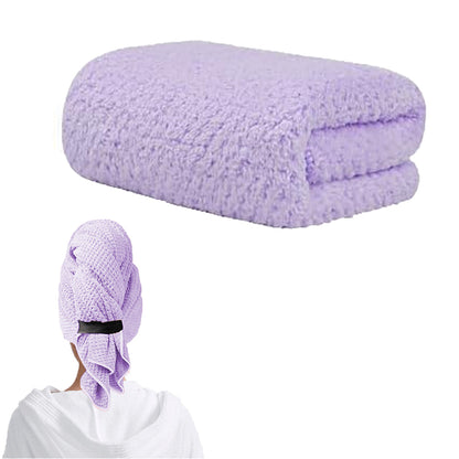 Microfiber Hair Drying Towel Hair Turbans with Elastic Strap Purple