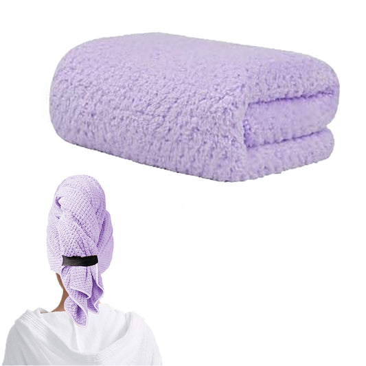 Microfiber Hair Drying Towel Hair Turbans with Elastic Strap Purple