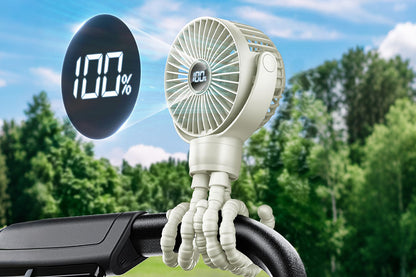 Portable Octopus Stroller Fan with Digital Display and 3 Speed Settings-Beige