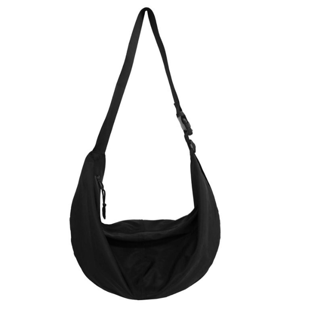 Trendy Dumpling Crossbody Bag Casual Sling Bag Half Moon Shoulder Messenger Bag Black