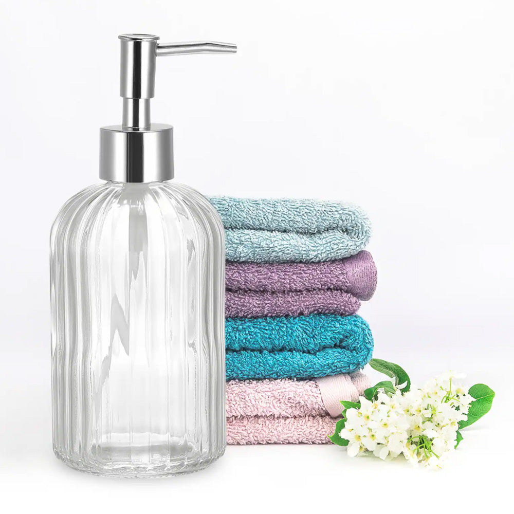 450ml Glass Soap Dispenser for Kitchen Bathroom-Clear