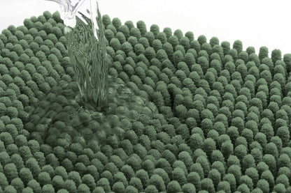 Two Layers Bath Mat 40x60cm Thick Soft Absorbent Chenille Bath Rug Mat-Green