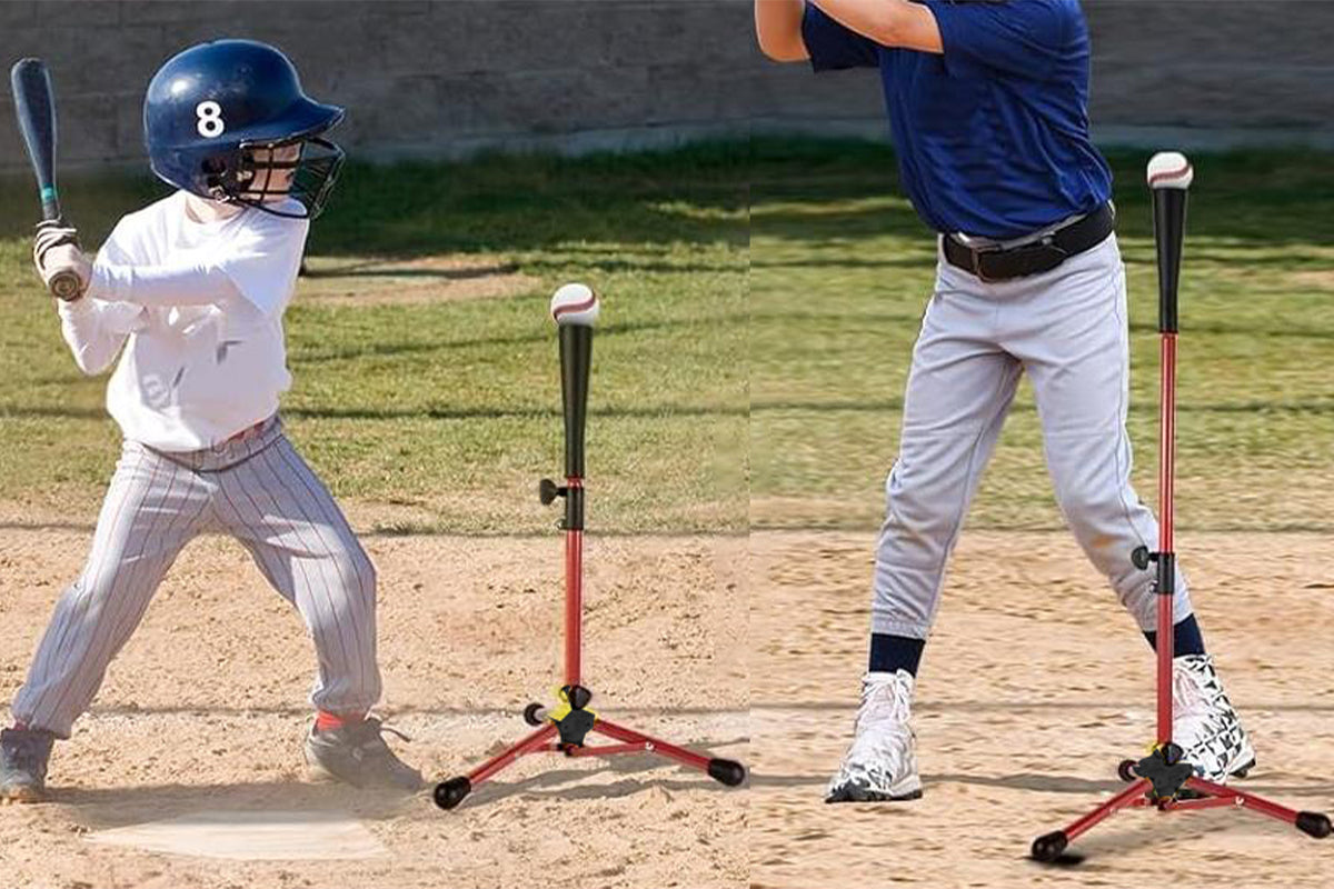Baseball Softball Tee Batting Tee for Hitting Tripod Tanner Tee for Baseball Practice-Red
