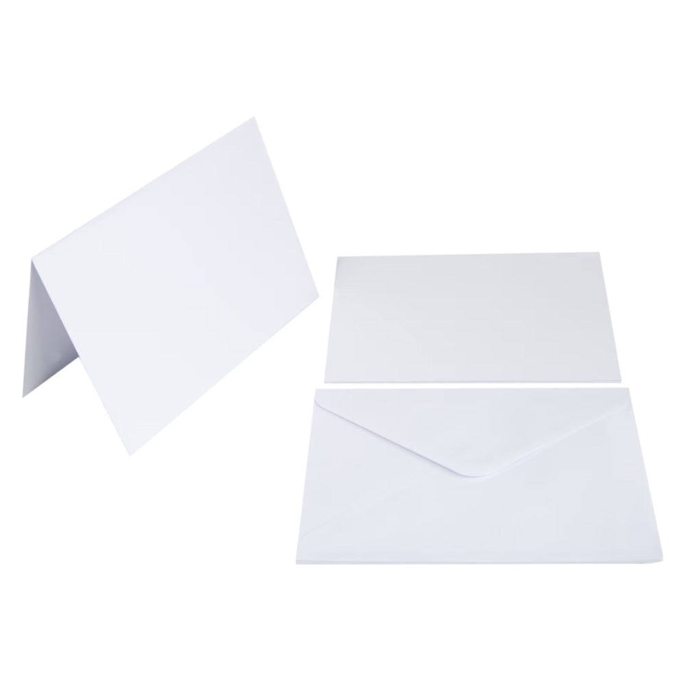 20 Sets Blank Folded Greeting Cards and Self Seal Envelopes - White