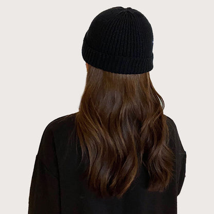 Unisex Mini Fisherman Beanie Winter Spring Hat Knitted Cap Black