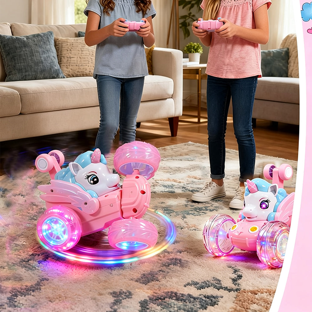 360 Degree Stunt RC Car with Lights Music Rollover Car - Pink