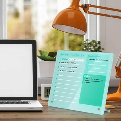 Thick Acrylic Dry Erase Board for Desk Planner with Stand-Green