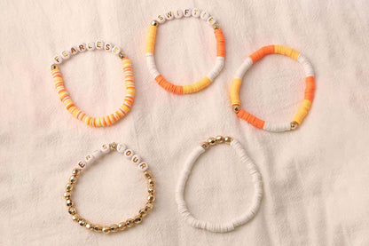 2Pcs Bracelets Set Mid Friendship Inspired Jewelry Gifts For Girls Concert Fans Bracelet-Orange And Pink