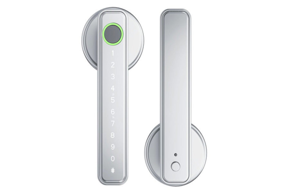 5 in 1 Smart Door Lock Fingerprint Door Knob with IC Cards and Backup Keys -Silver