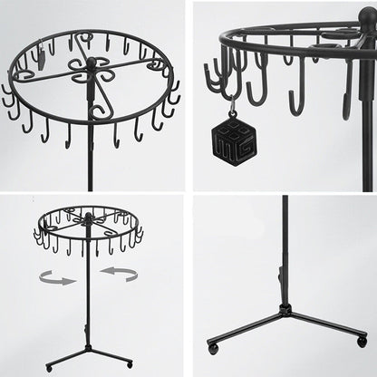 23-Hook Rotating Jewelry Display Rack Ring Holder Organizer Necklace Stand Black