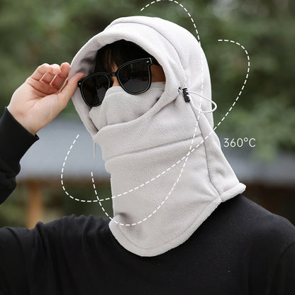 3-in-1 Winter Cycling Balaclava Thermal Fleece Face Mask-Light Grey