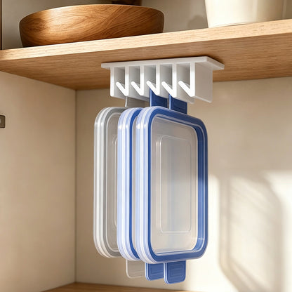 2 Pack 5 Slots Kitchen Under Cabinet Food Container Lid Organizer Storage White