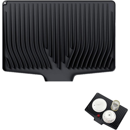Silicone Dish Drainers Mat Non-Slip Dish Drying Tray for Kitchen Counter-Black