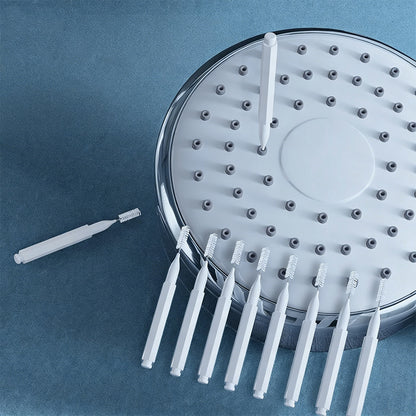 Shower Head Cleaning Brush Set Anti-Clogging with Storage Box for Bathroom-White