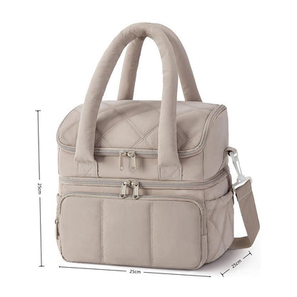 Lunch Bag Women Double Deck Insulated Lunch Bag For Work Picnic Travel-Camel