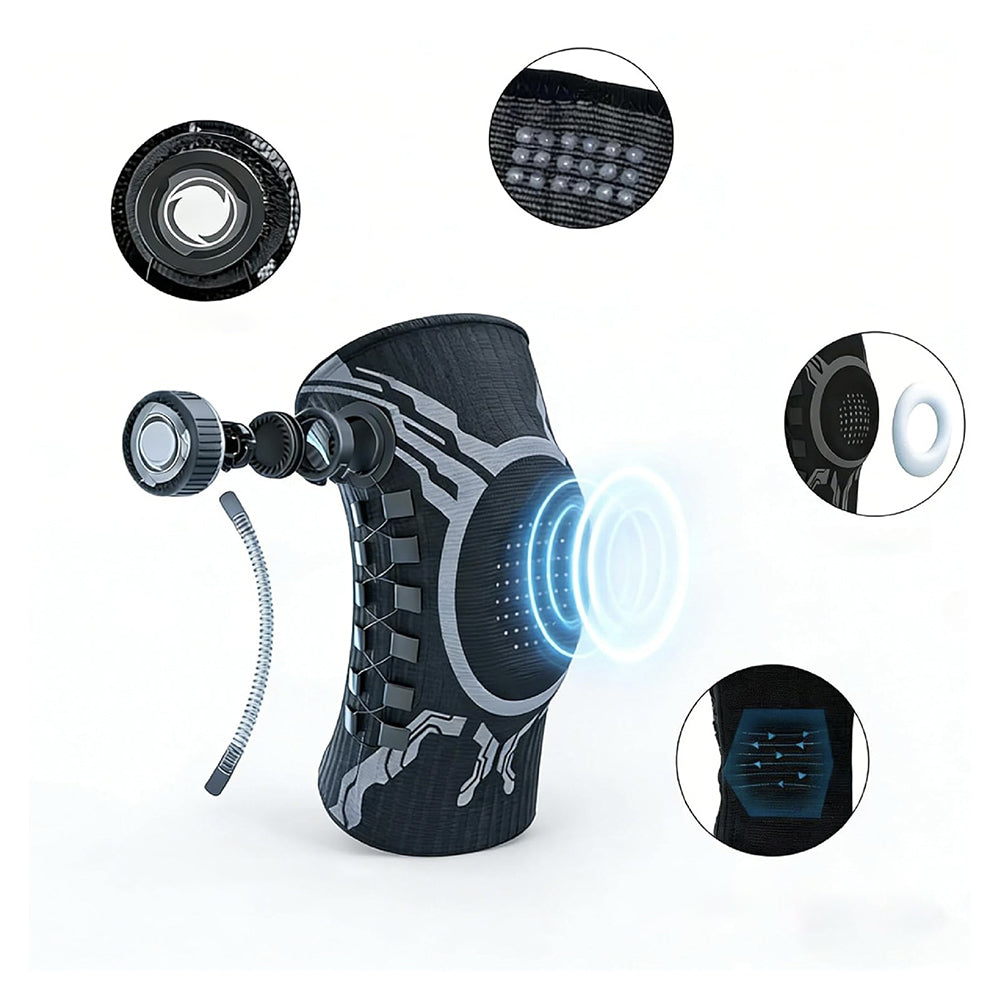 Knee Brace with Dial Adjustment System and Spring Support Strips-Black