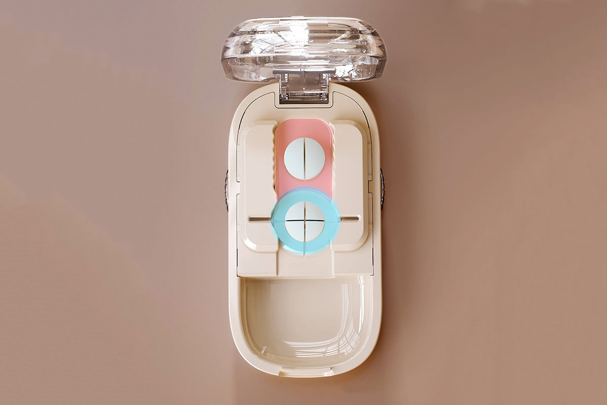 Pill Cutter Pill Splitter for Small and Tiny Pills 1/4 Adjustable Pill Organizer-Beige
