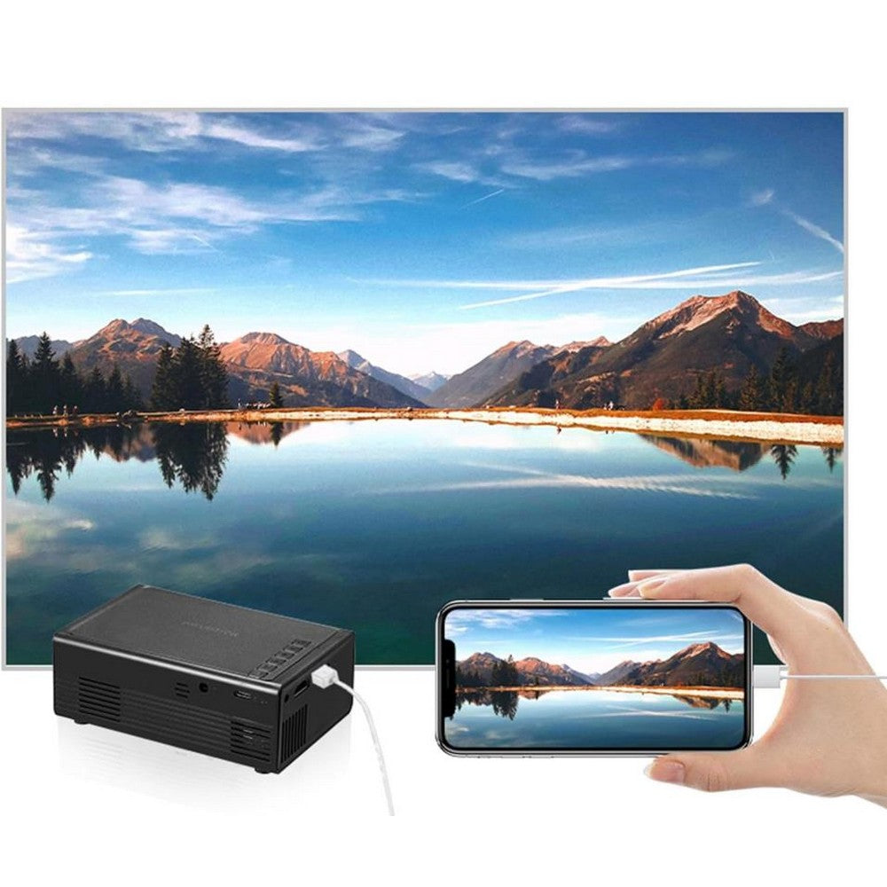 1080P Mini Projector Full HD Portable Video Projector Home Theater Movie-Black